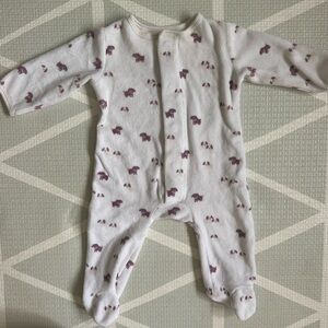 Magnetic Me White Footed Baby One-Piece with Mauve Animal Print